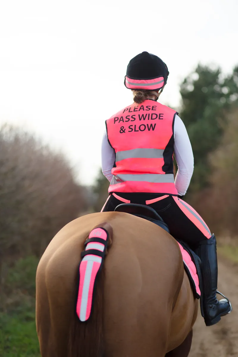 Hy Equestrian Please Pass Wide and Slow Waistcoat - Pink/Black-2